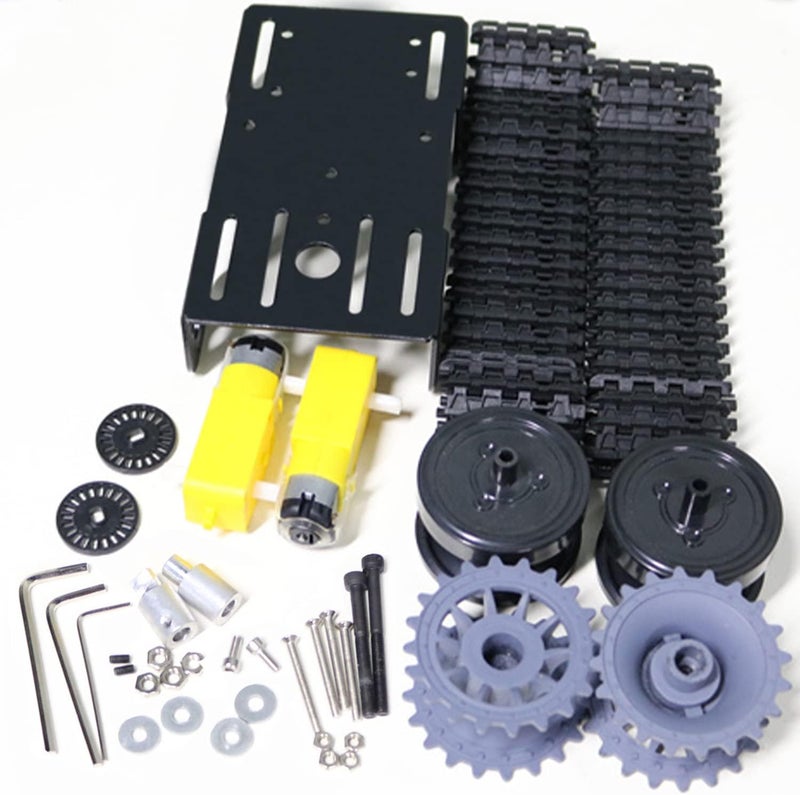 SmaringWing Professional Tank Car Chassis Kit with 2pcs Plastic Tracks & 2pcs TT Motor, TT02 Crawler Tank Chassis Platform for Arduino (Black) - Image 5